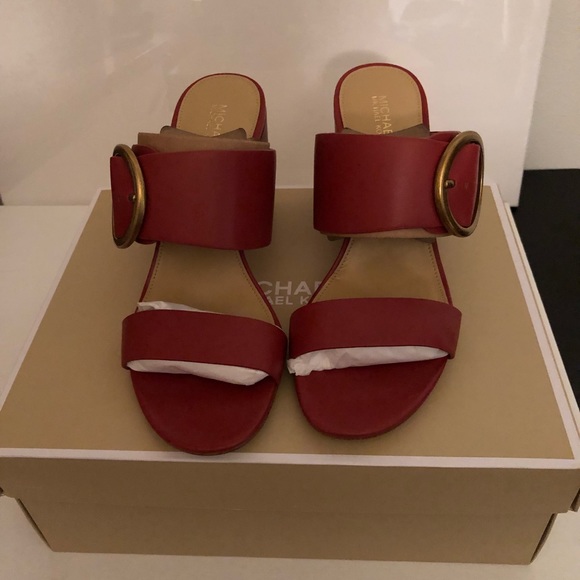 MICHAEL Michael Kors Shoes - Michael Kors Sandals Mid Block Heel. Terracotta.